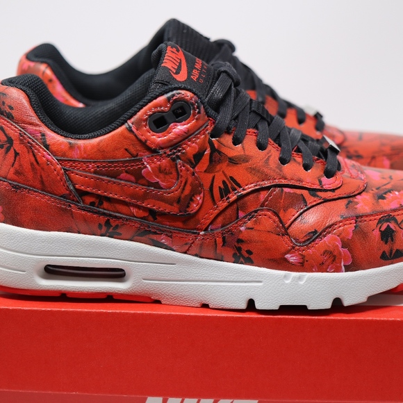 Air Max 1 Ultra Shang Hai Red Floral Roses sz 6 - Picture 1 of 8